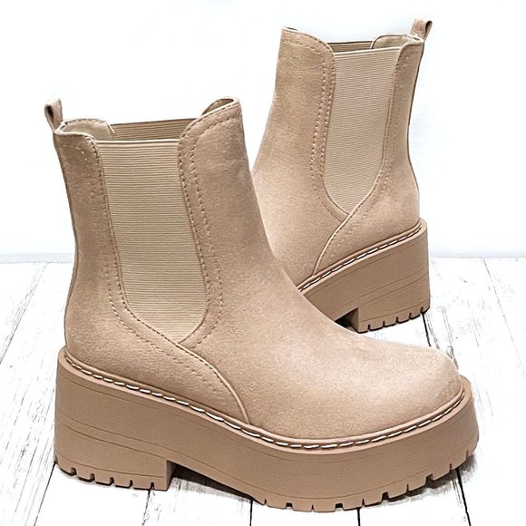 Women's Tan Platform Ankle Boots - Picture 2 of 4